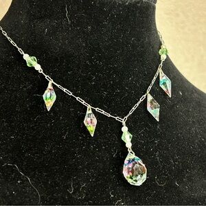 Exquisite Iris Glass Prism and Chain Necklace